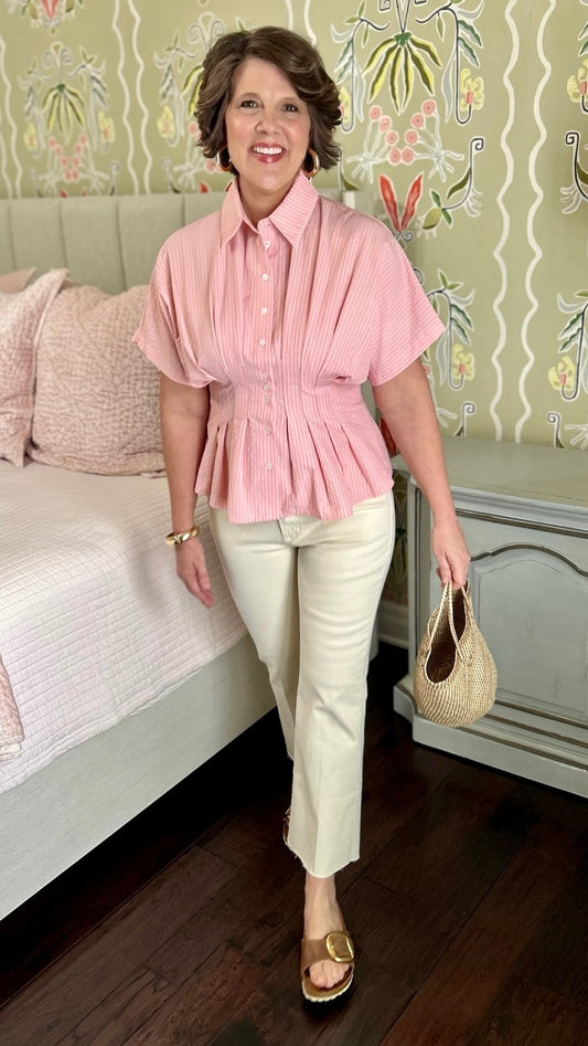 Becca Searsucker Top - Coral