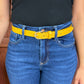 Mustard Skinny Leather Belt