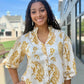 Daniella Button Up Blouse - Ivory & Mustard