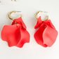 Color Coated Petal Earrings - Coral
