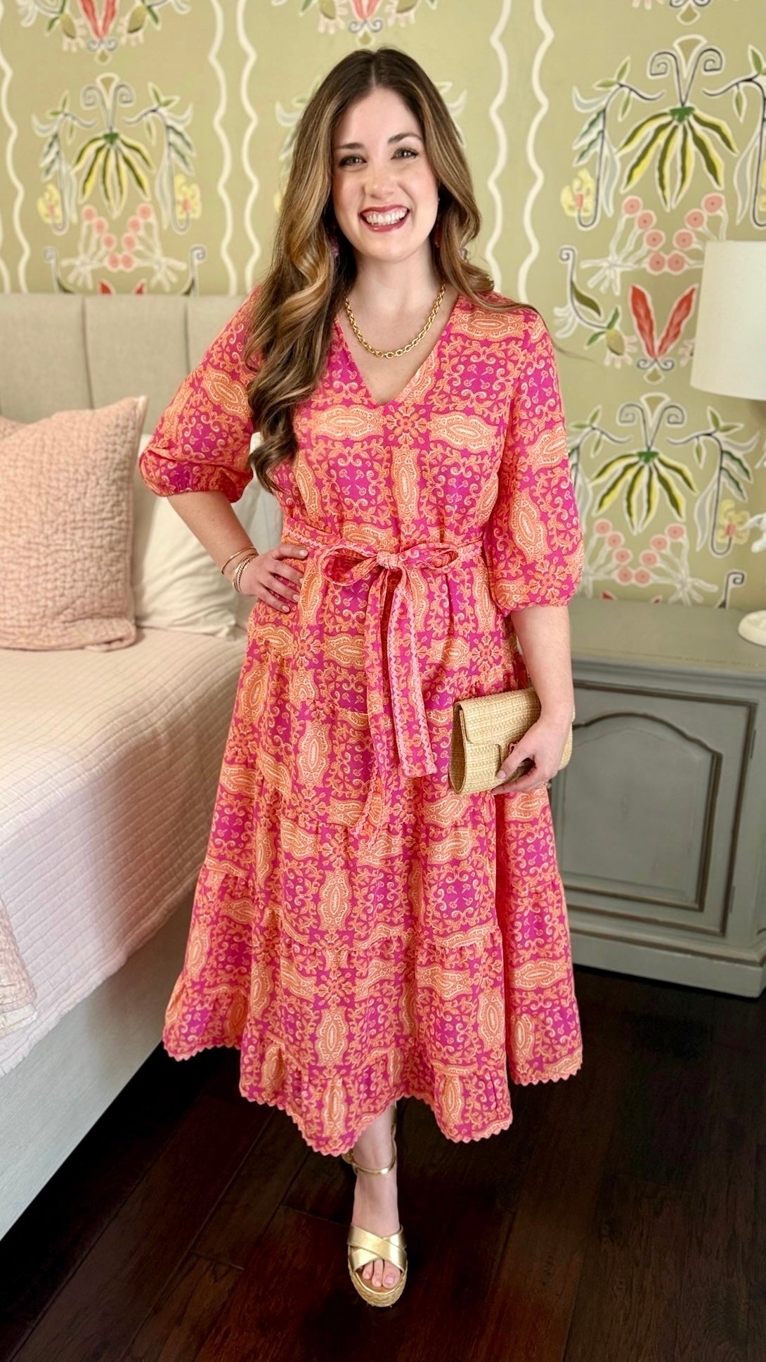 Ivy Jane Midi Tiered Dress -  Fuchsia