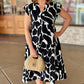 Abby Abstract V Neck Midi Dress - Black/Ivory