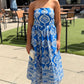 Lola Abstract Dress - Royal Blue