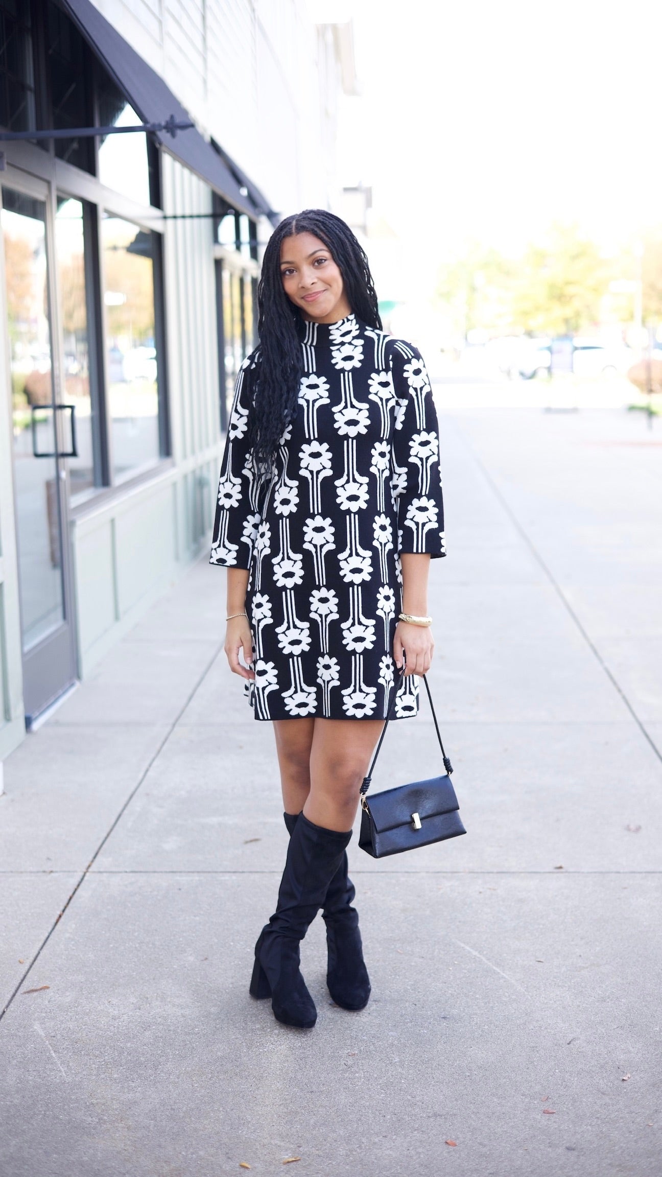 Ivy Jane Power Flower Knit Dress - Black