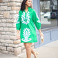 Clarissa Dress - Kelly Green & Light Blue