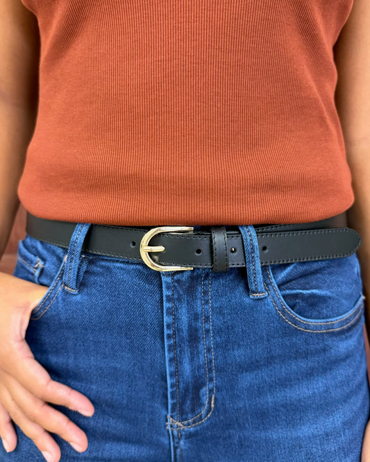 Black Skinny Leather Belt
