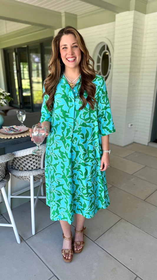 Uncle Frank Midi Swing Dress - Green
