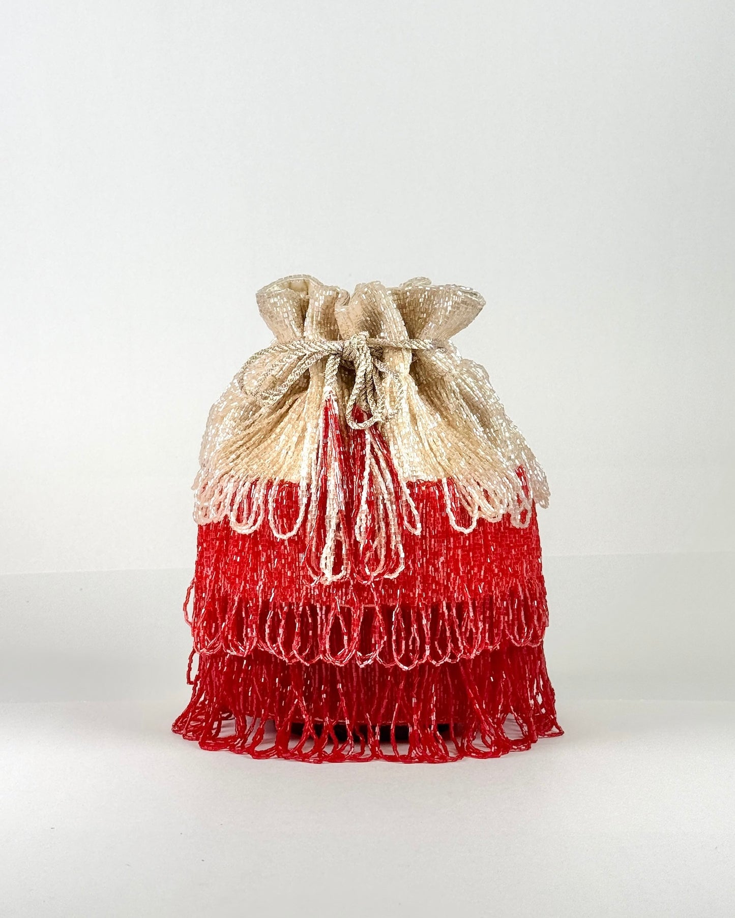 Red/Pink Beaded Ombre Bag