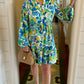 Hibiscus Print Tie Cinch Waist Dress - Blue Mix