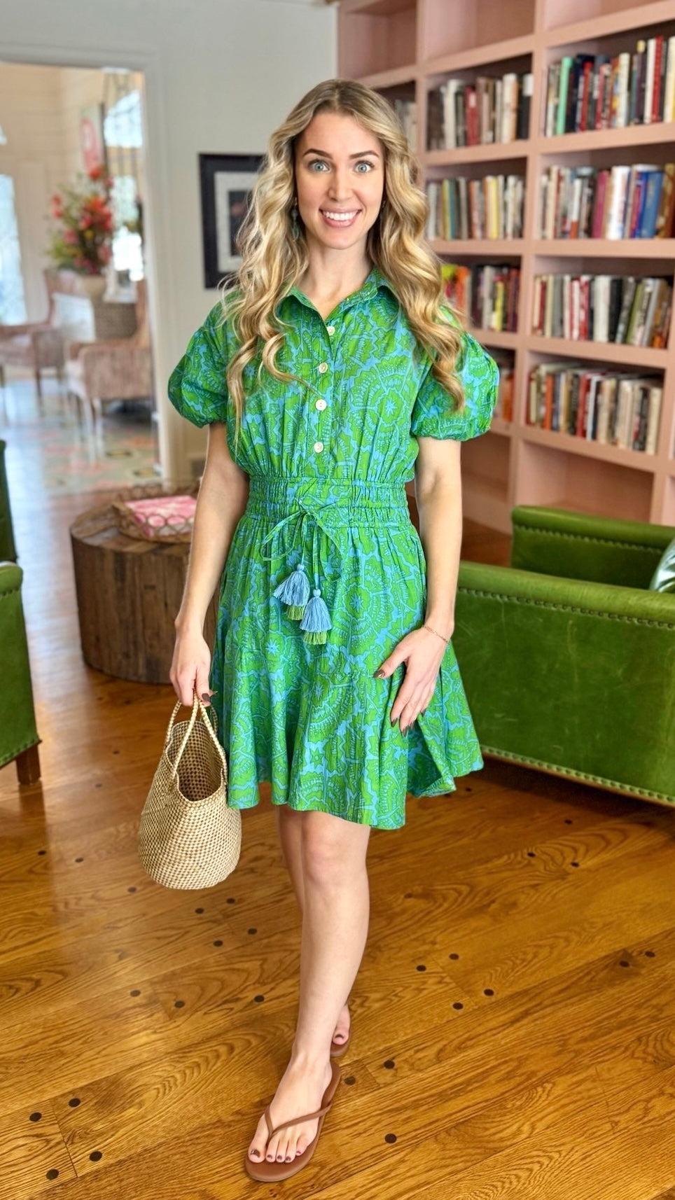 Uncle Frank Flounced Hem Shirt Dress - Green