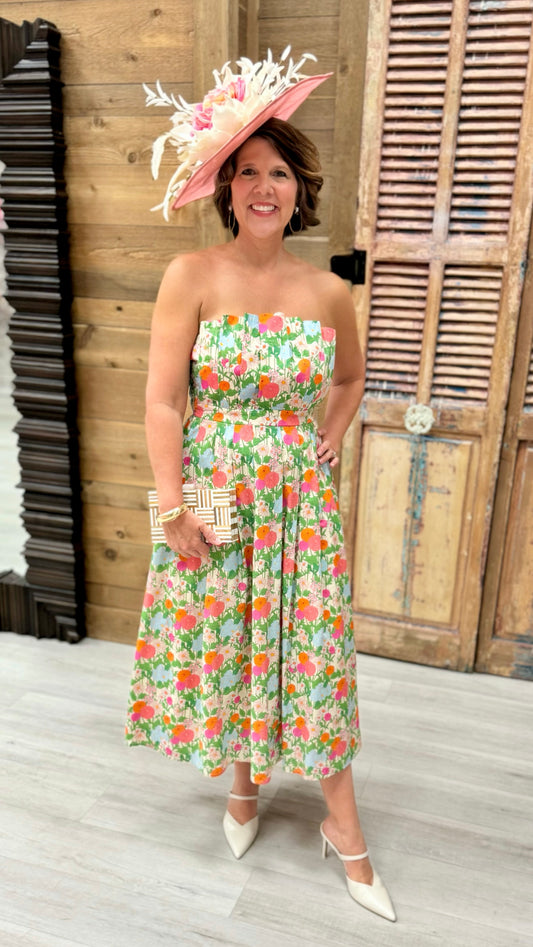 Marigold Strapless Scallop Dress