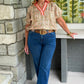 Celeste Collared Top - Rust & Olive