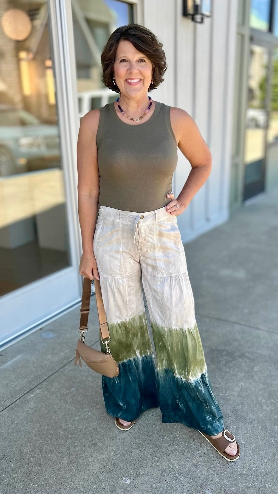 XCVI Terraced Wide Leg Pant - Khaki Blend