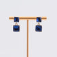 Crystal Double Drop Earrings - Navy