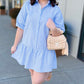 Blue Stripe Ruffle Bottom Dress