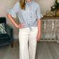 Ivy Jane Cloud Blue Linen Ruffle Blouse