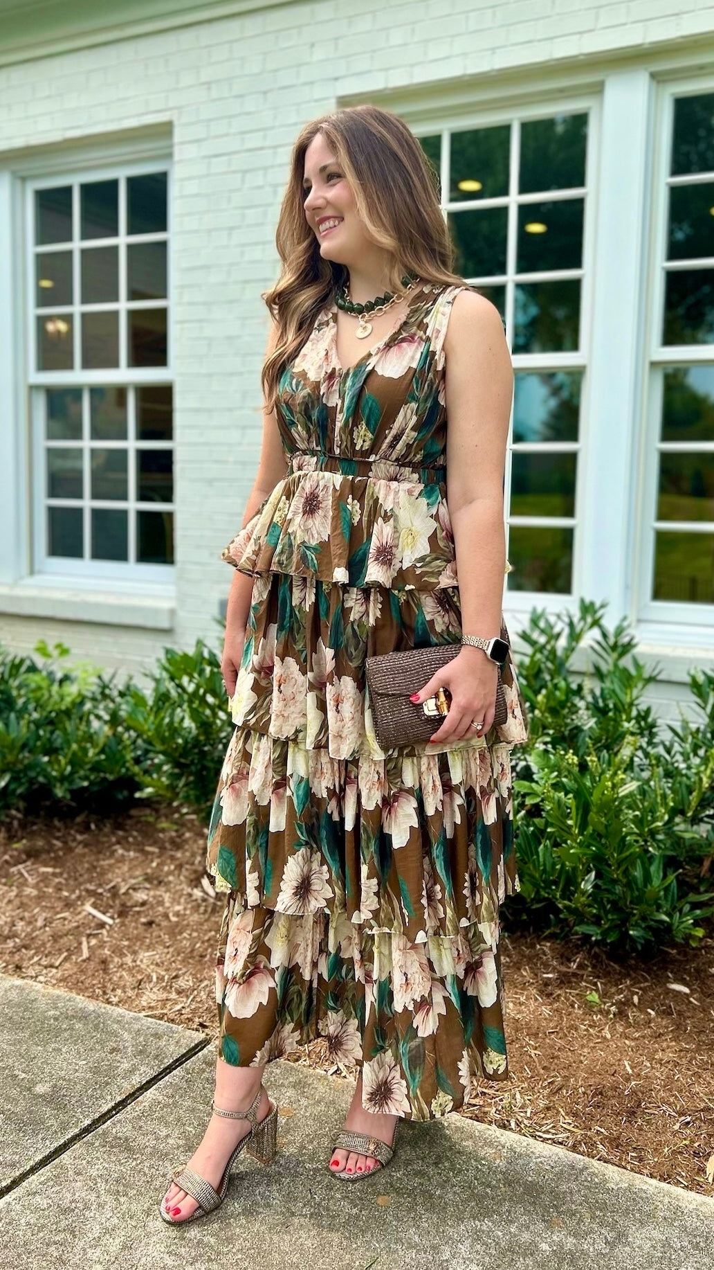 Aleisa Floral Tiered Chiffon Dress