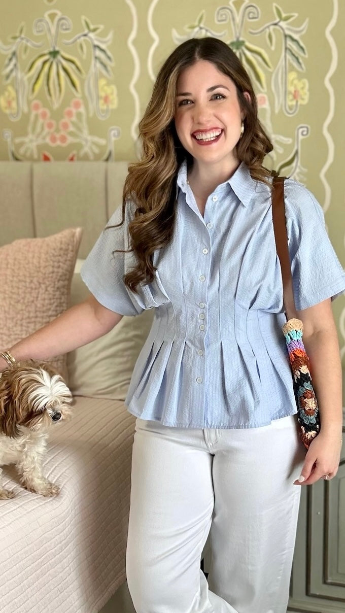 Becca Seersucker Top - Blue