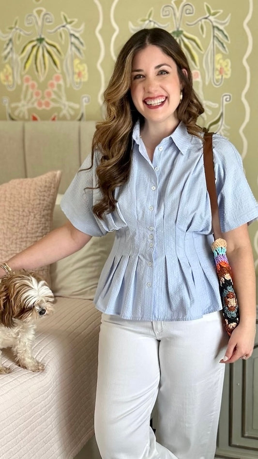 Becca Seersucker Top - Blue