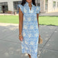 Kenzie Floral Embroidered Dress - Blue