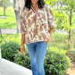 Scarlett Paisley Top - Ivory & Burgundy Mix