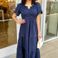 Nora Cinch Waist Dress - Navy