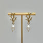 Gold Coral Pearl Drop Earrings