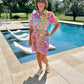 Tropical Floral Tie Shirt Dress - Multi