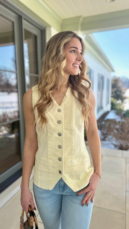 Dear John Prue Denim Vest - Wheat