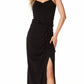 Bobi Shiloh Shirred High Slit Skirt - Black
