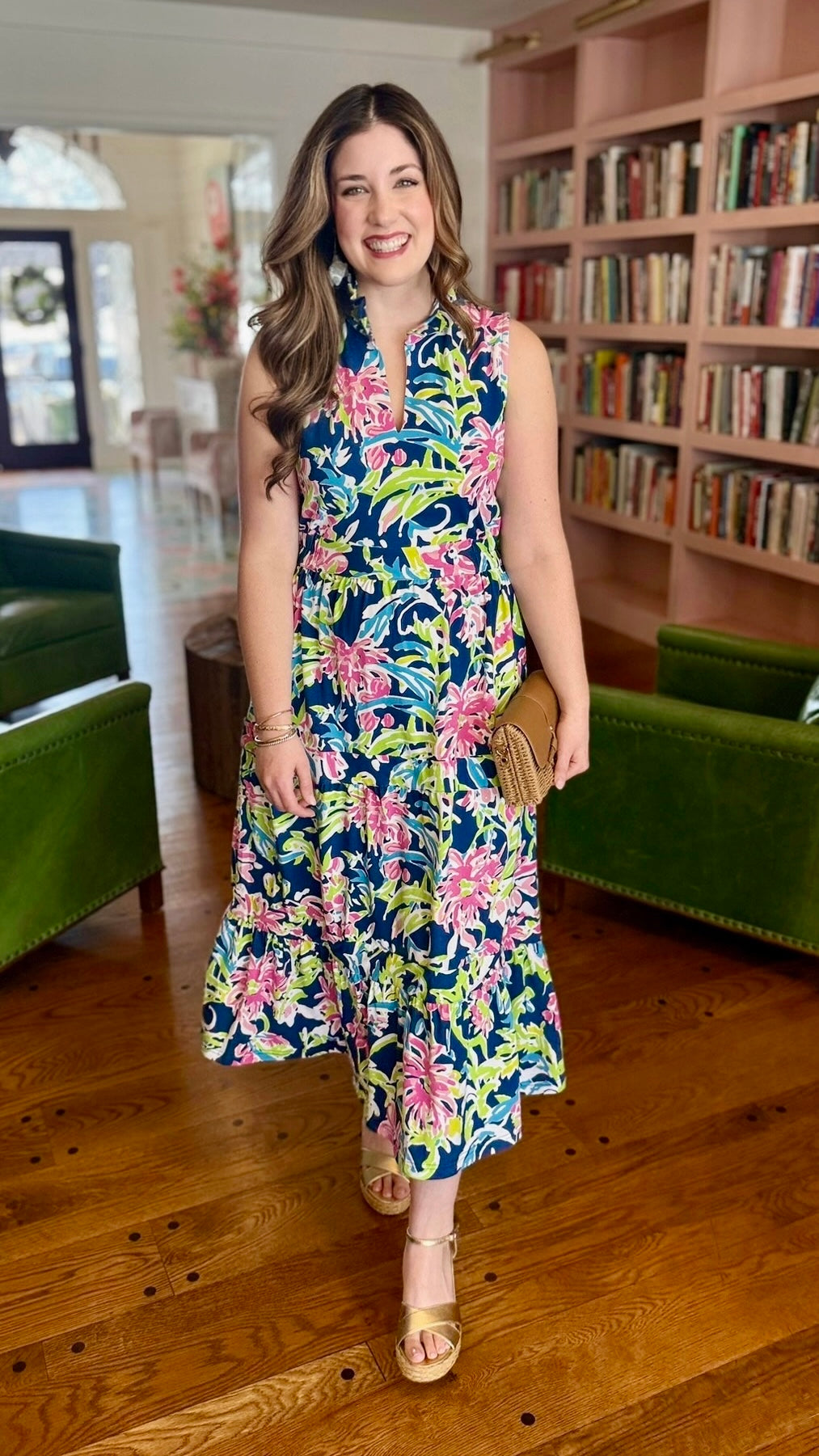 Tabi Floral Midi Dress - Navy