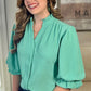 Sarah Button Up Blouse - Emerald