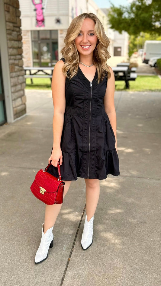 Zip Mini Dress - Black