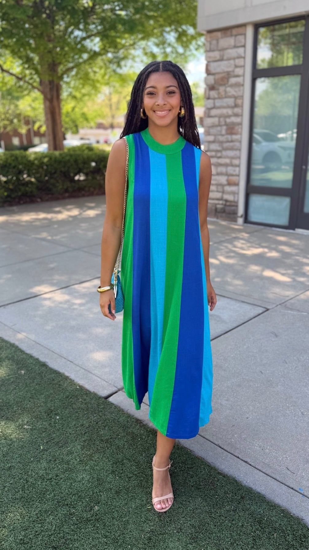 Sloane Colorblock Dress - Green/Royal
