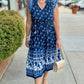 Amelia Navy Abstract Midi Dress