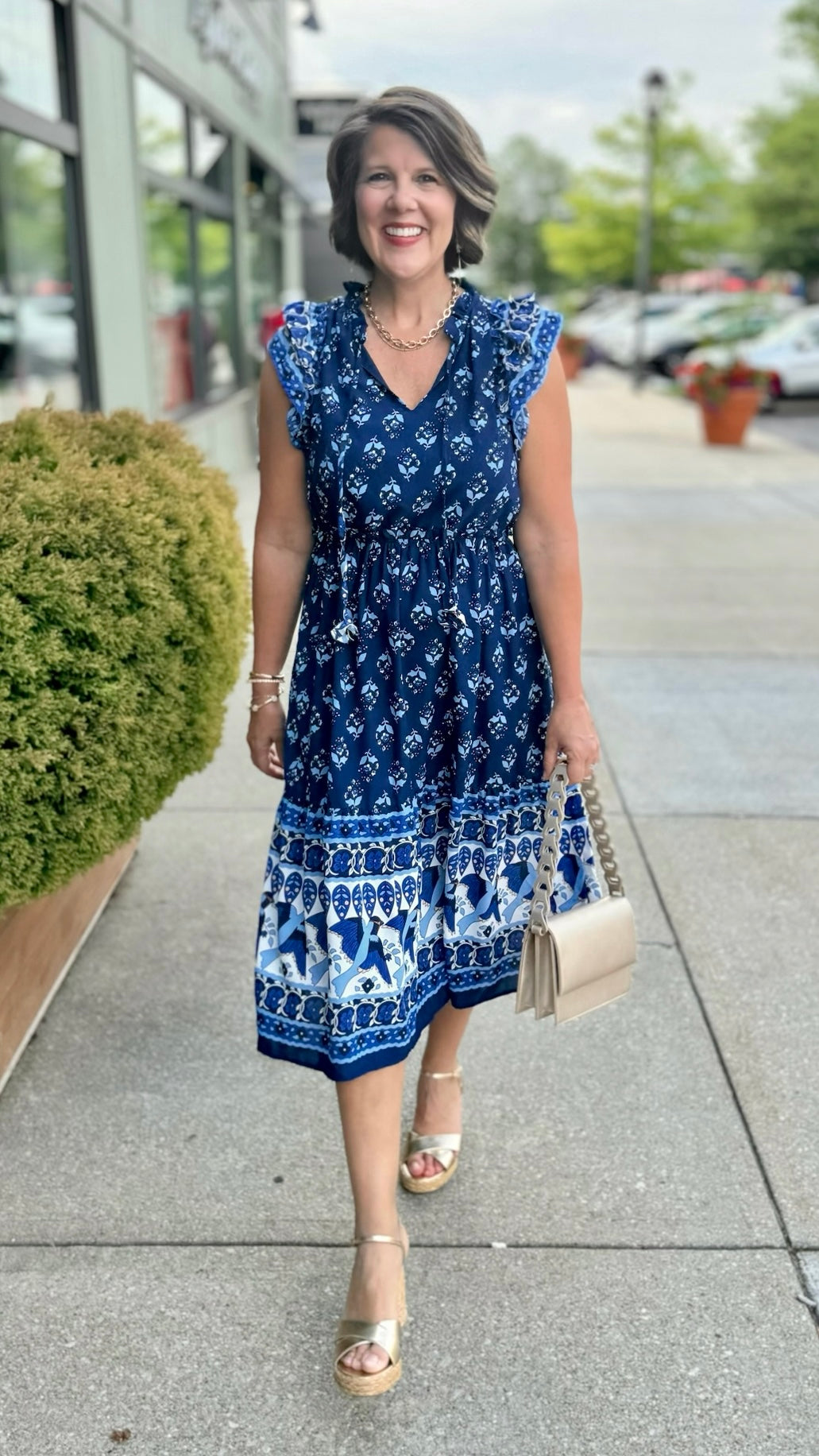 Amelia Navy Abstract Midi Dress