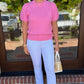 Genevieve Crochet Sweater - Bubble Gum