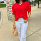 Tilly Collared Top - Red