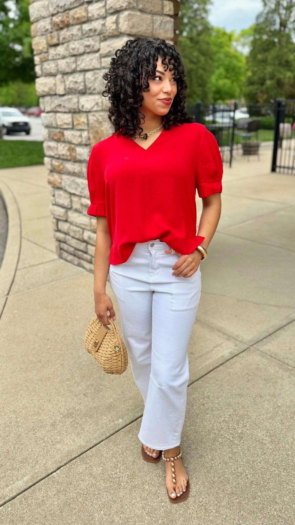Tilly Collared Top - Red