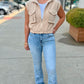 Taupe Mock Neck Zipper Vest