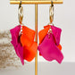 Color Coated Petal Earrings - Orange/ Fuchsia