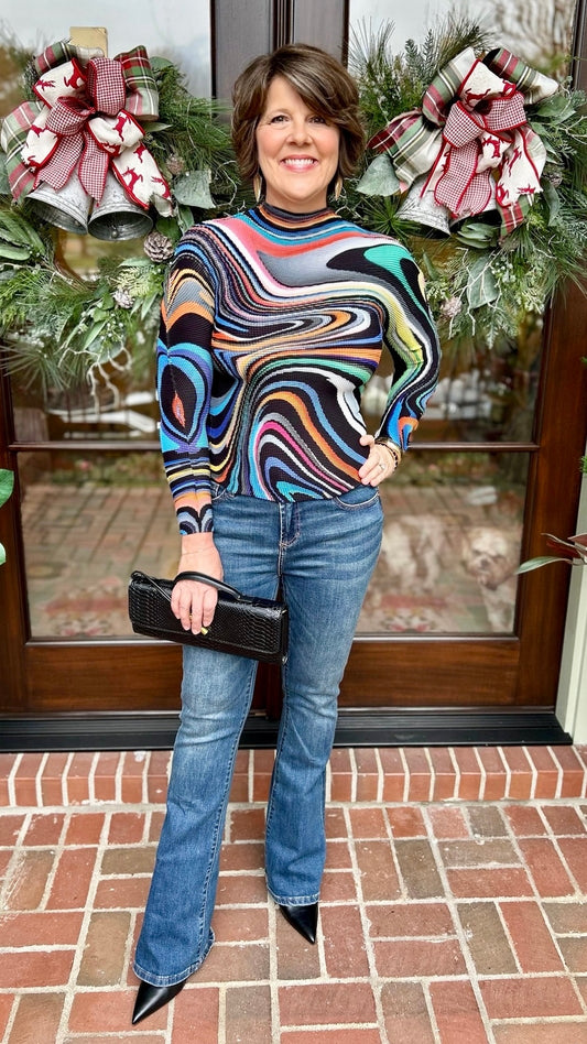 Emily Oil Paint 3D Honeycomb Top - Multi