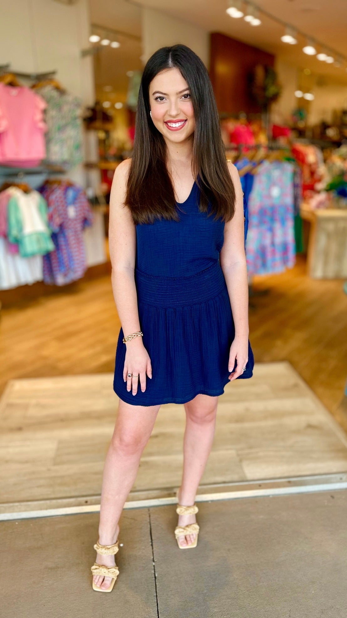Michael Stars Havana Smocked Mini Skirt - Navy