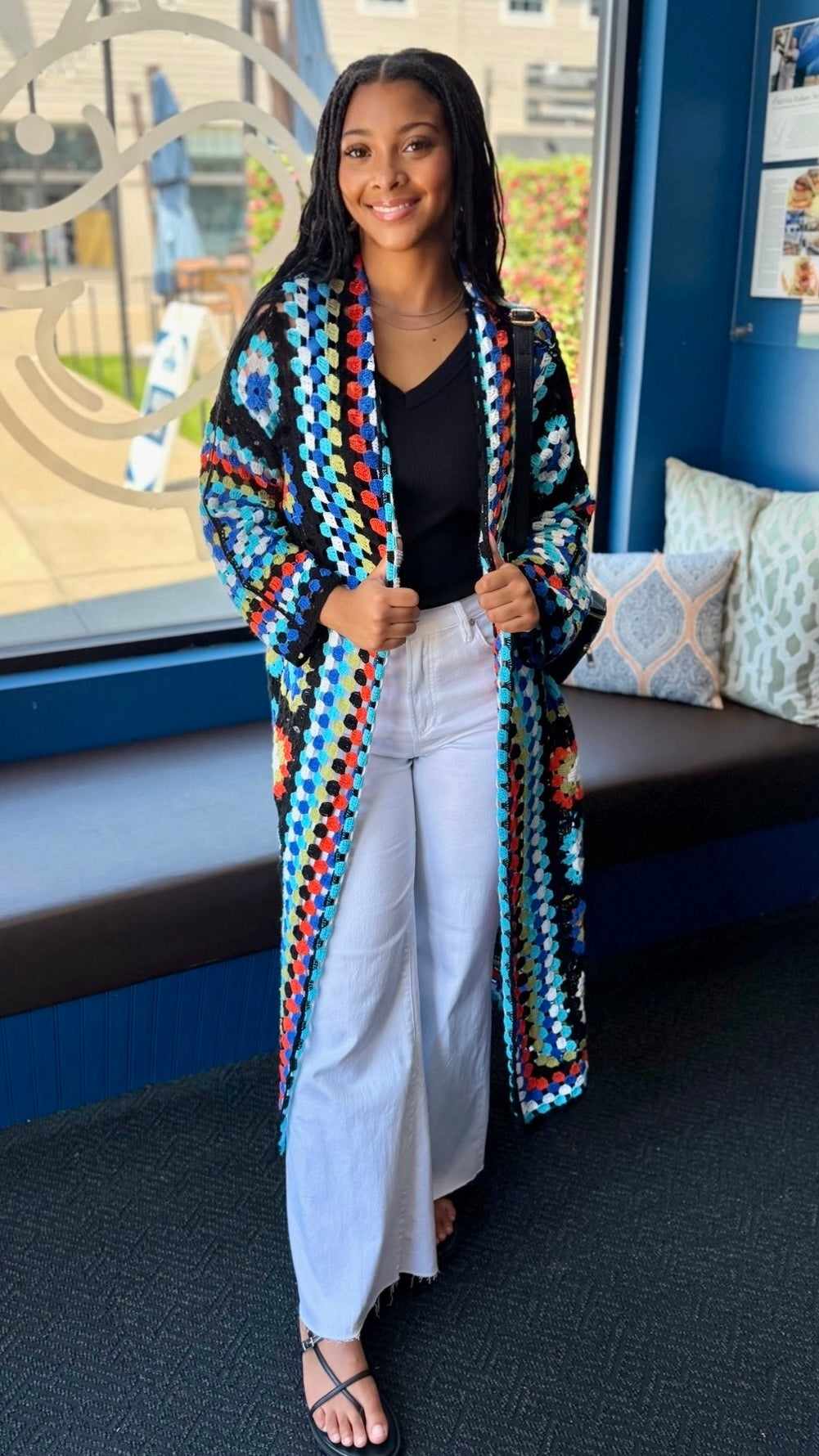 Zoe Crochet Cardigan - Black Multi