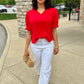 Tilly Collared Top - Red