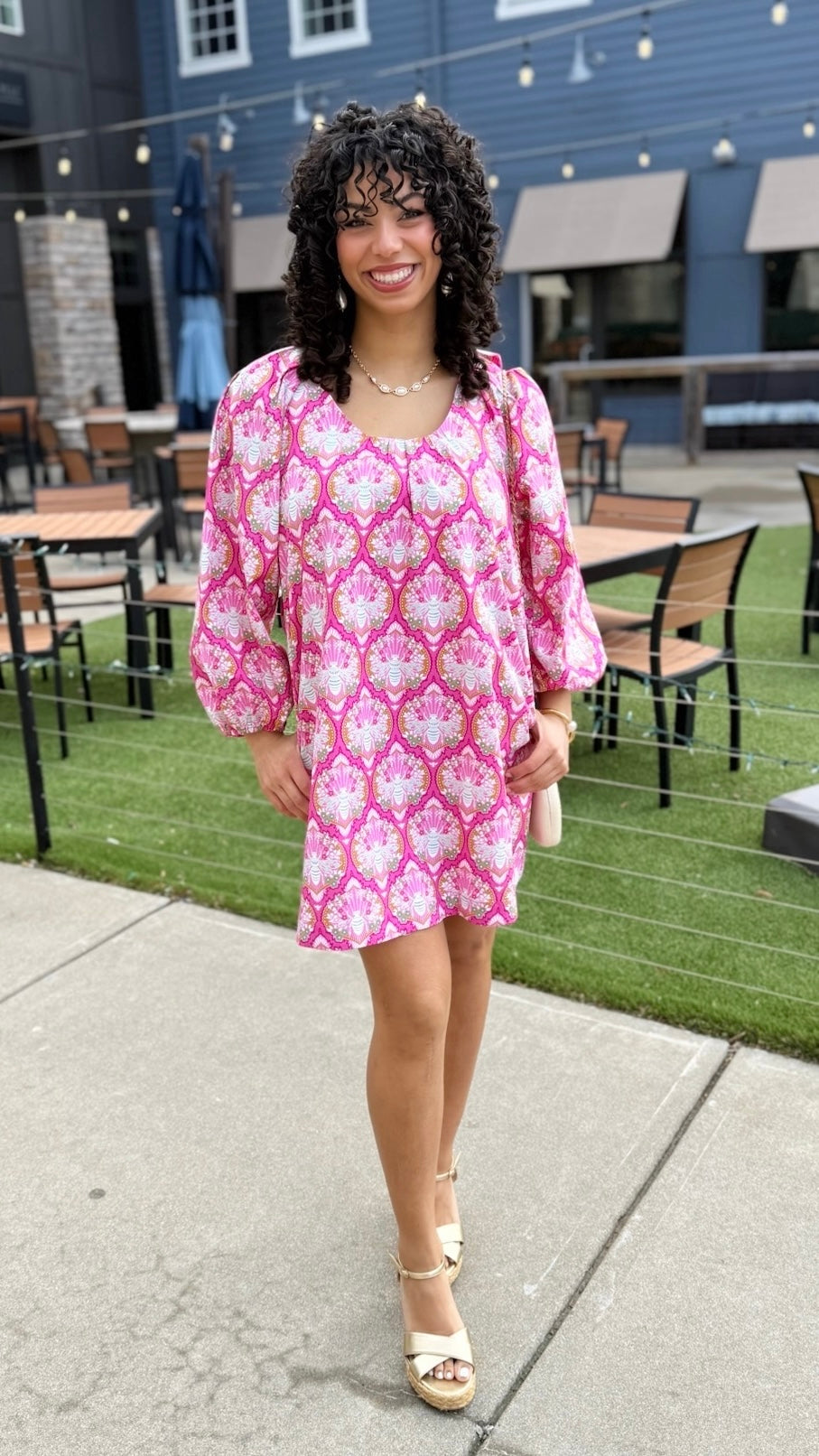 Uncle Frank Big Roses Dress - Bees/ Pink