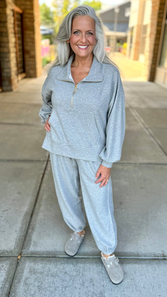 Love Leisure Ribbed Knit Jogger - Grey