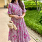Ivy Jane Lilac Paisley Ruffle Collar Tie Waist Midi Dress