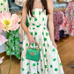 Penny Polka Dot Strapless Dress - Ecru/Green