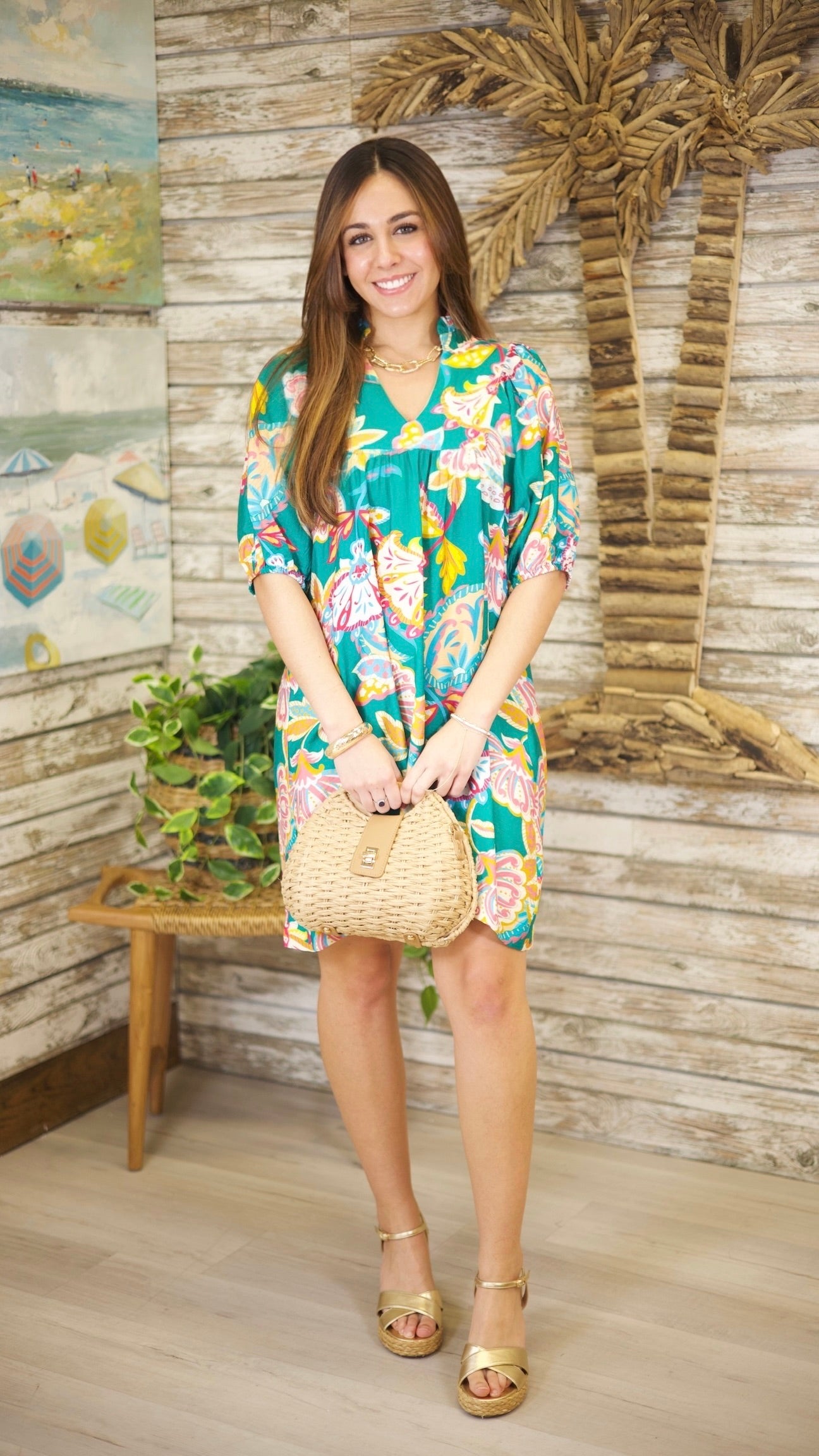 Selena Floral Dress - Emerald